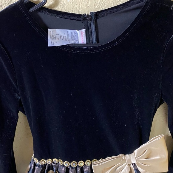 Bonnie Jean black and Silver Striped Dress velvet - Picture 4 of 4